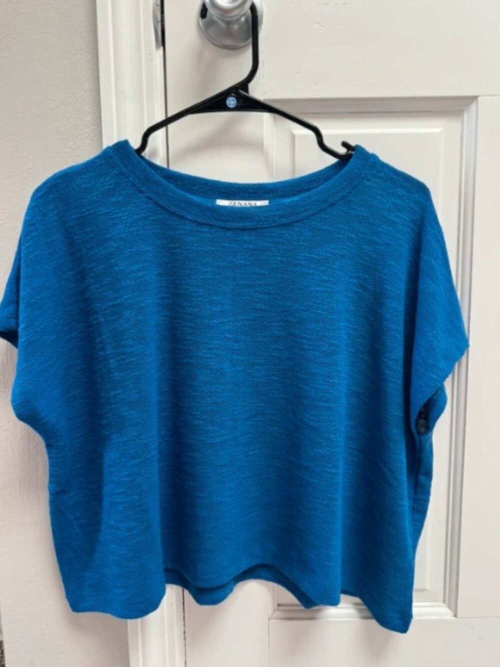 Zenana Slub Hacci Cropped Top NEW Classic Blue